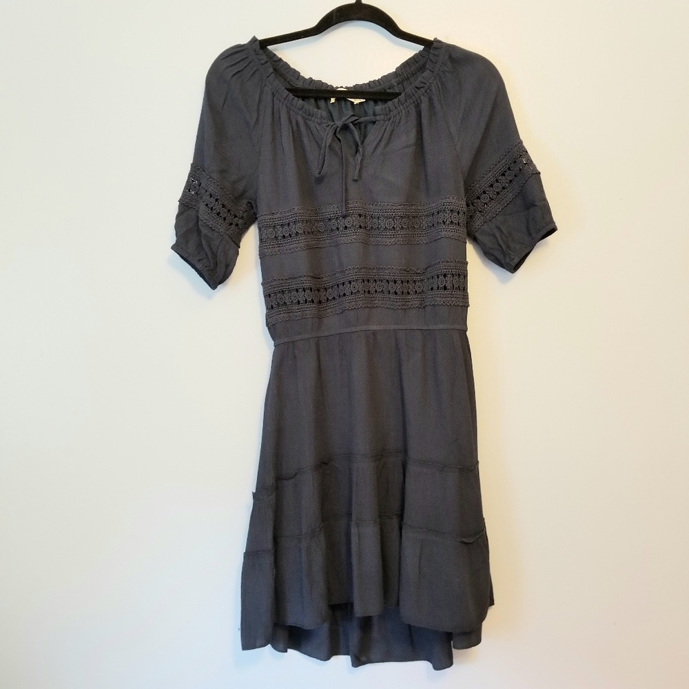 Anthropologie SolitairePeasant/Crochet Dress  XS